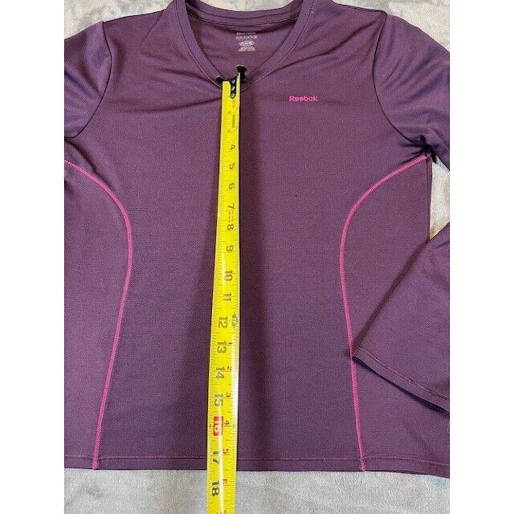 Reebok Women's Stretch Nylon Play Dry L/S V-Neck Purple Athletic T Shirt - S - Picture 3 of 8